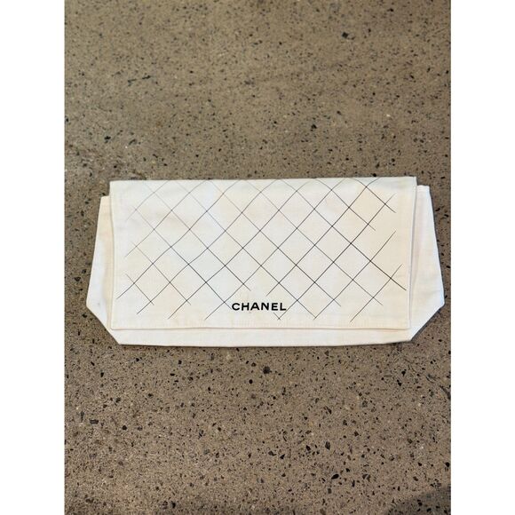 Chanel White Dust Bag – 14x7 – Authentic Cotton Logo Storage Pouch - Picture 8 of 10